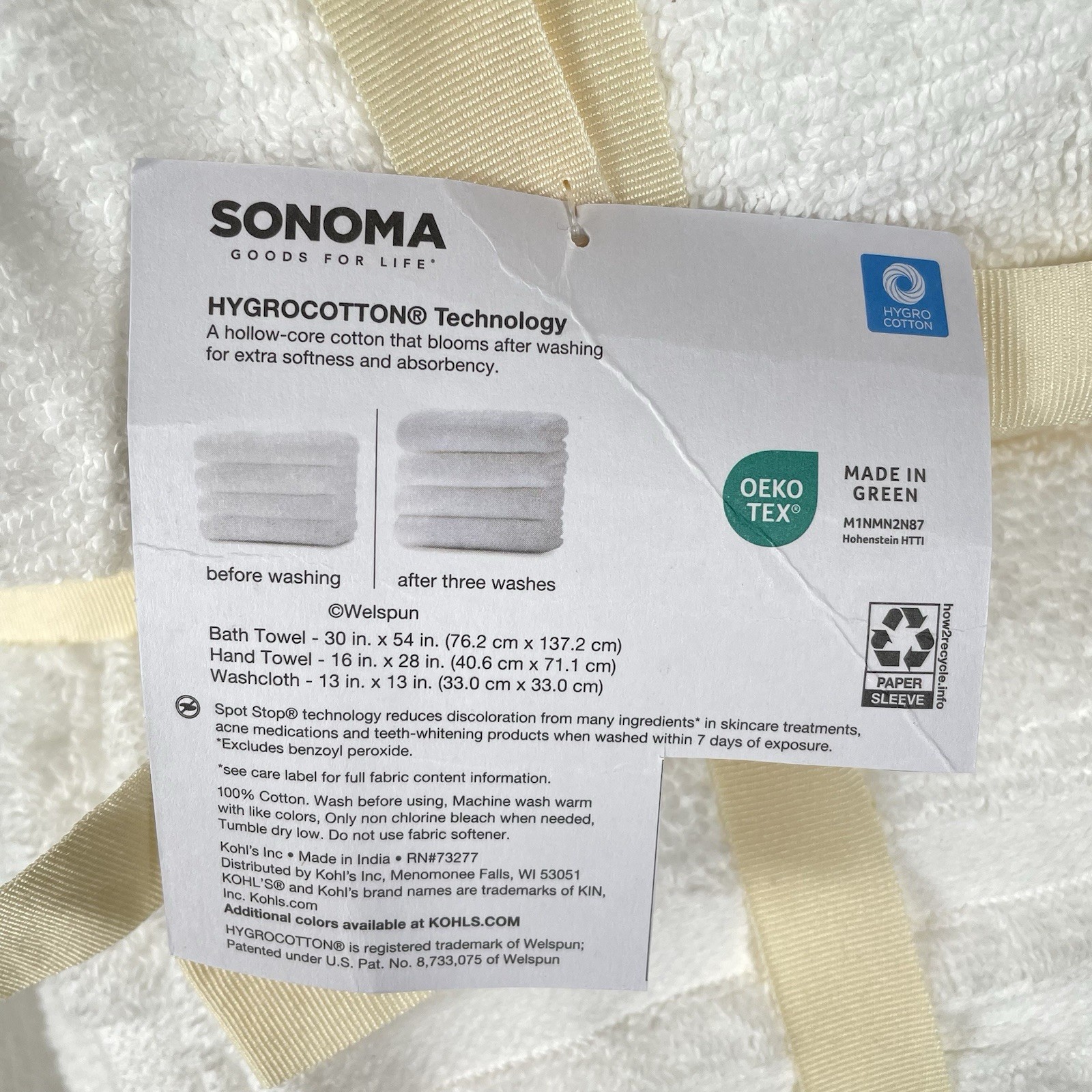NEW Sonoma Good For Life 6 pc Quick Dry Pure White Spa Bath Towel Set Cotton