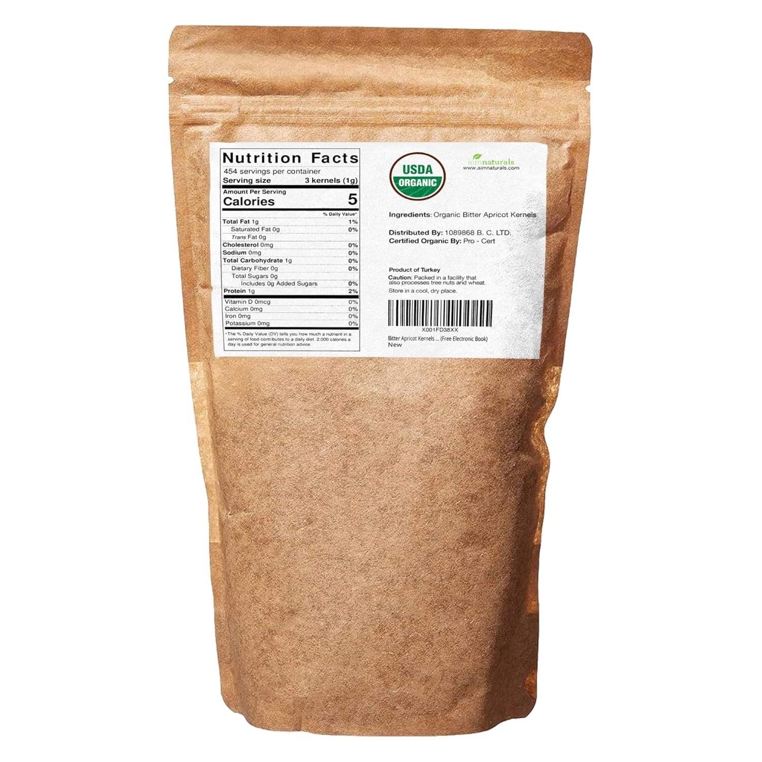 Bitter Apricot Kernels Organic Raw (1 LB) USDA Organic Certified - Turkey