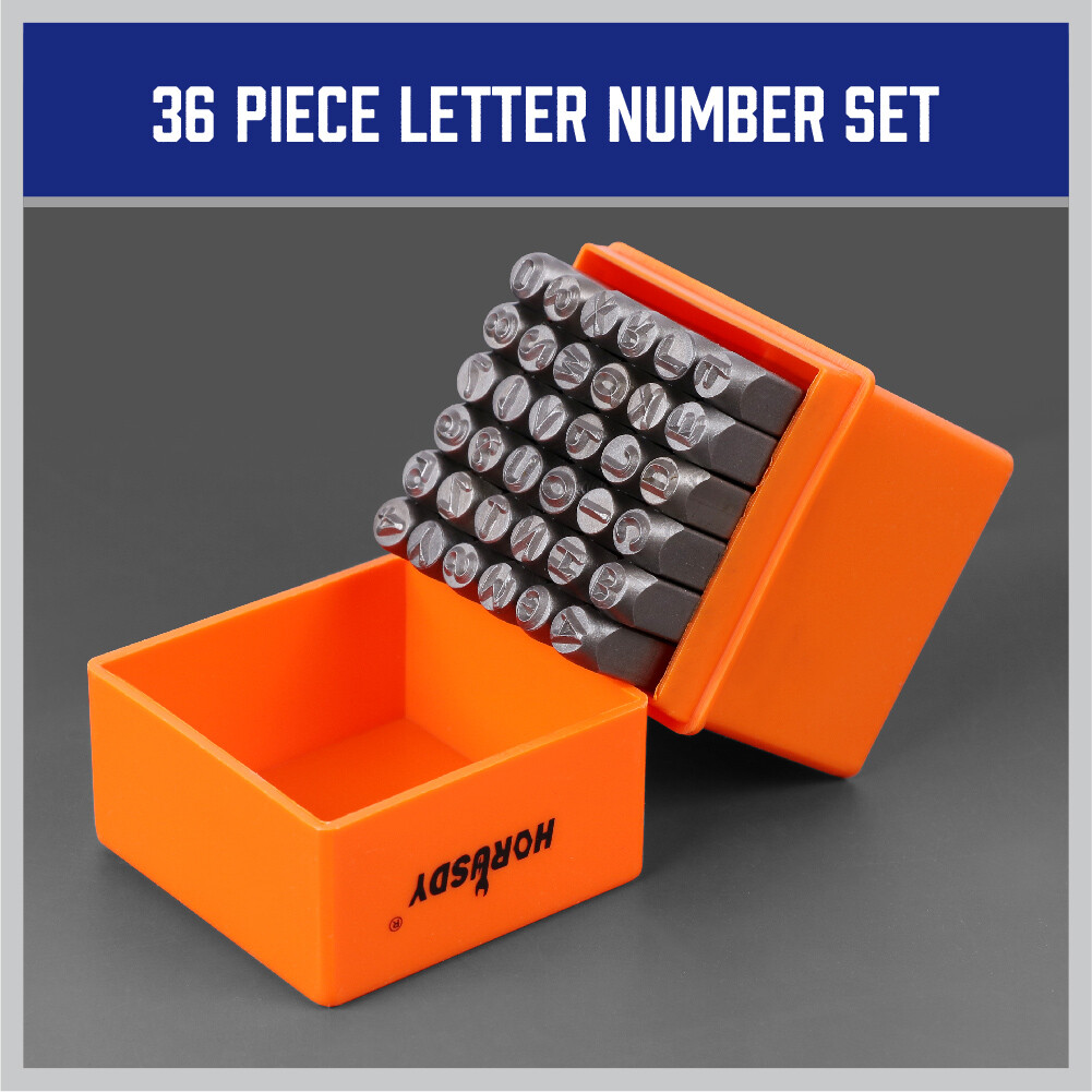 1/4" Letter & Number Stamp Punch Set 36pc Hardened Steel Metal Wood Leather 6mm