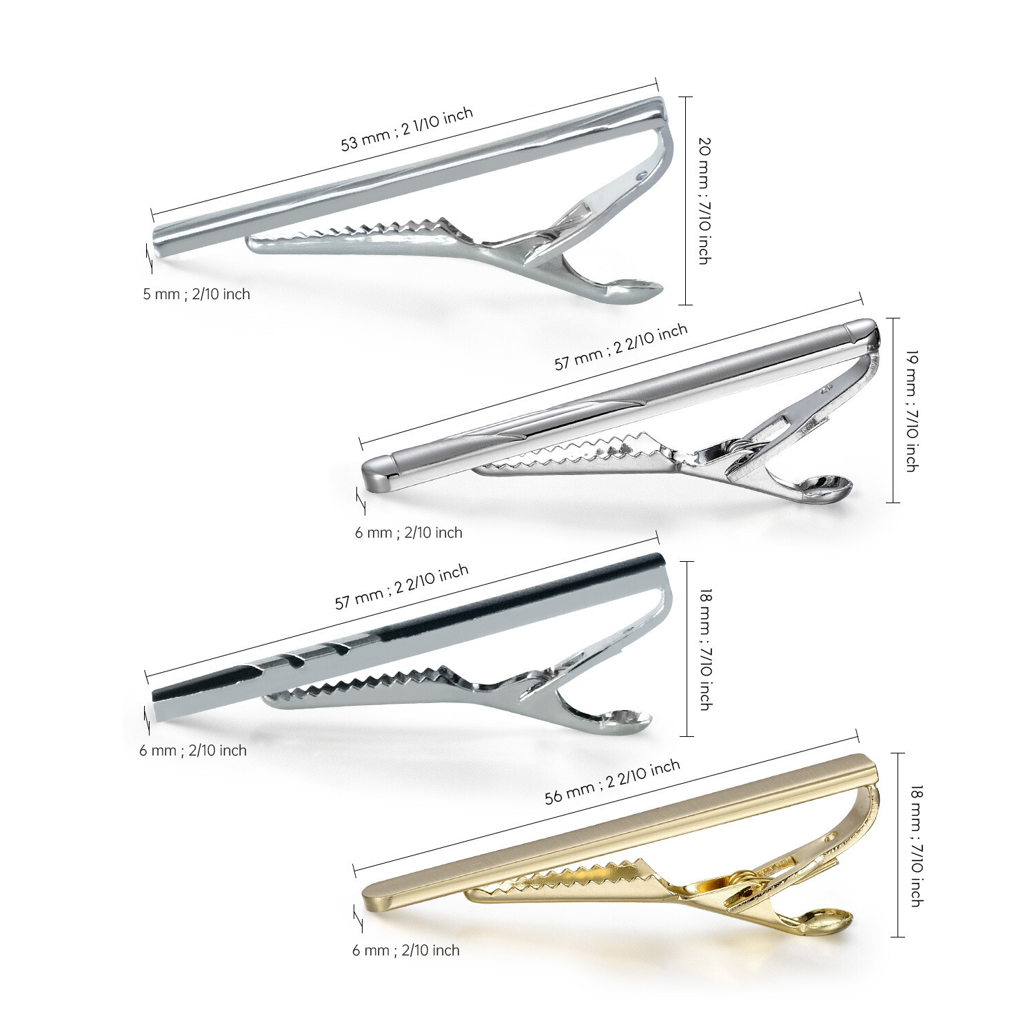 4pcs Tie Clip for Men Simple Mens Tie Bar Set for Father Husband Casual Wear