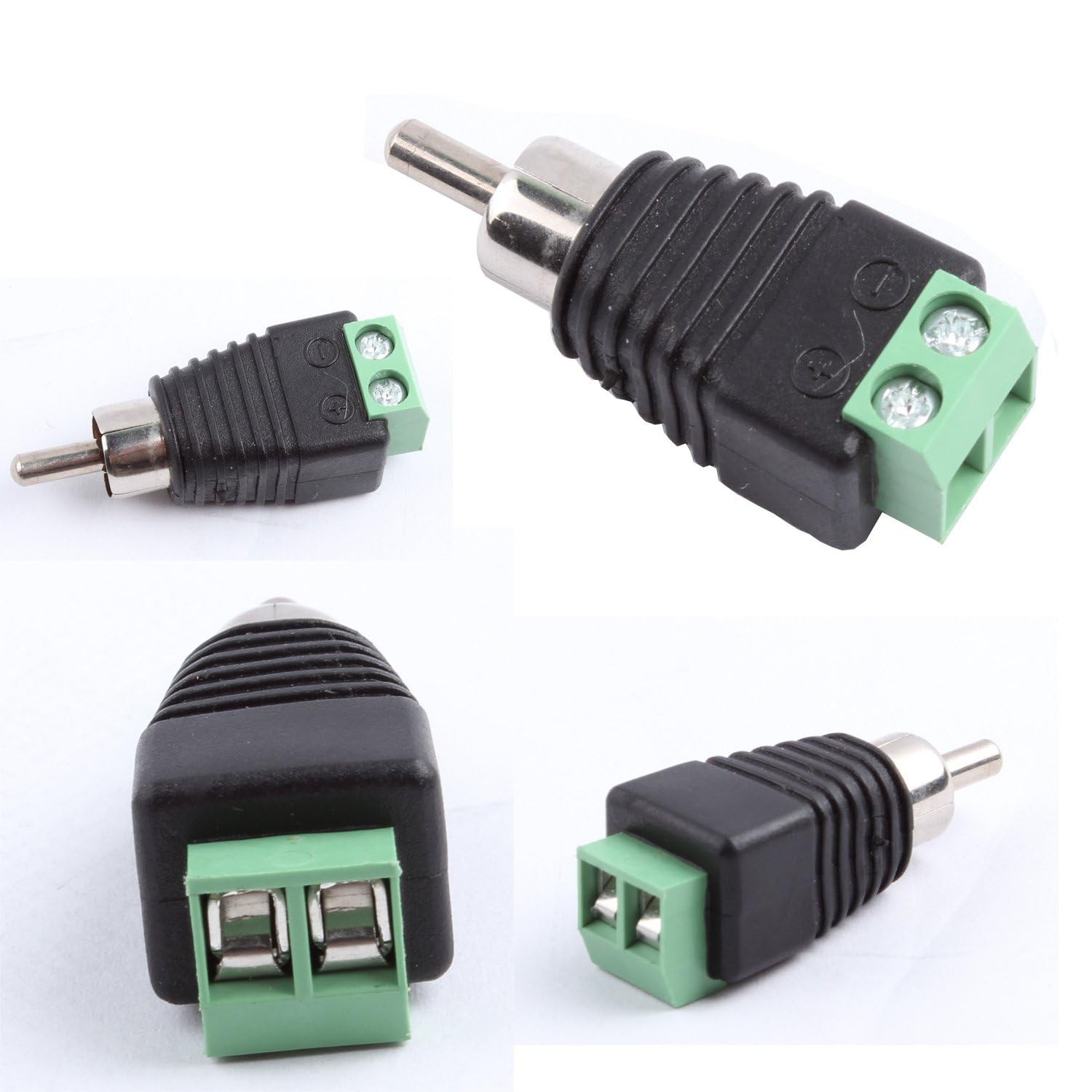 exgoofit RCA Male Plug to AV Screw Terminal Connector 10-Pack