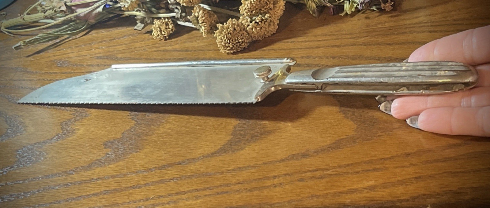 Antique chrome metal bone amputation saw mortuary autopsy surgery medical