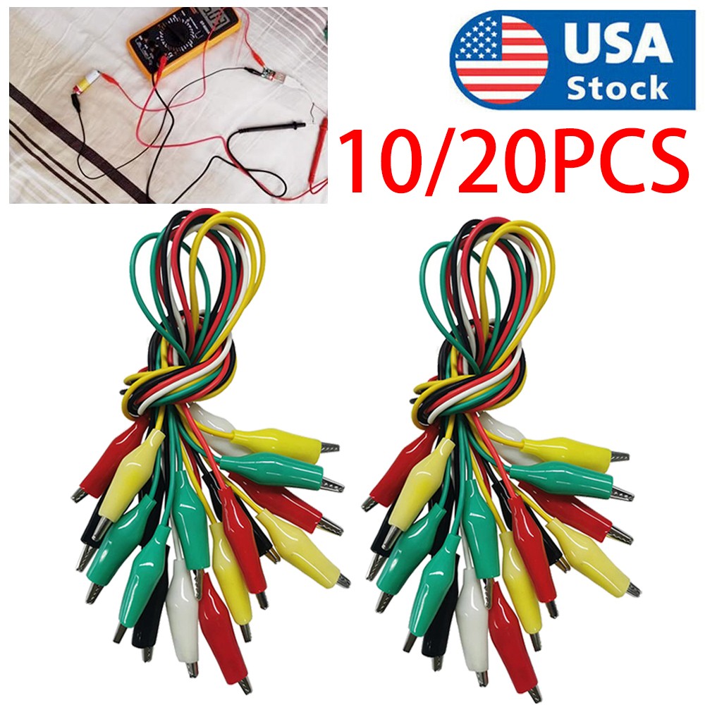 20PCS Alligator Clips Test Leads Set, 5-Color 21.5" Jumper Wires for Circuit