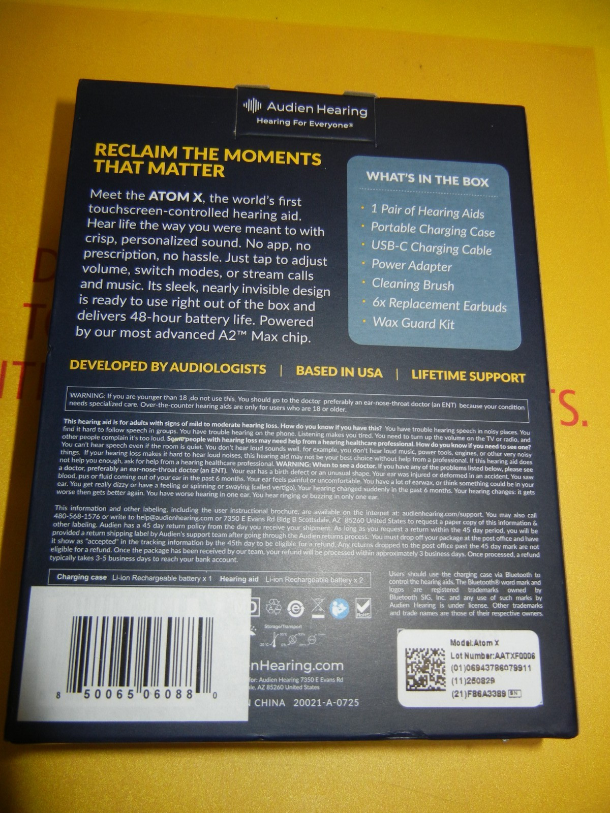 Audien Hearing ATOM X -Rechargeable OTC Hearing Aids -NEWEST MODEL-BRAND NEW!!