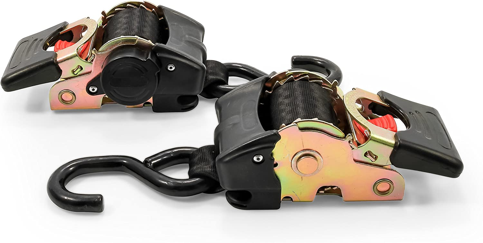 Ratchet Tie down Pair Anchor Retractable Transom Trailer Boat Hook Strap 2 Pack