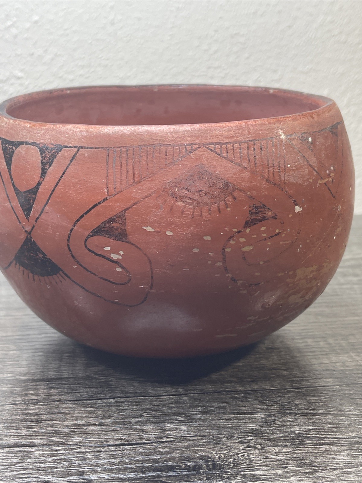 VTG Hopi Native American Hand Painted Vessel Jar Bowl Pottery Unsigned6”x4”tall￼