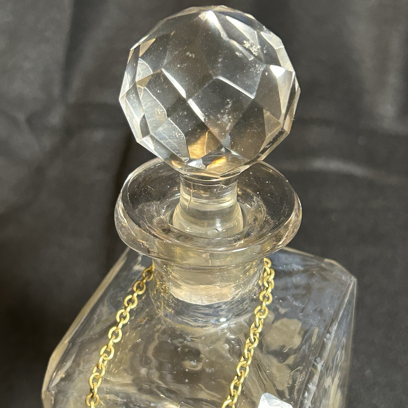 Antique Edwardian Etched Crystal Decanter “Scotch” Silverplate Plaque England