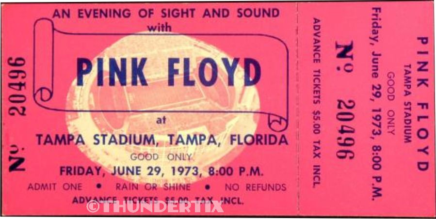 5 1972 -77  PINK FLOYD UNUSED FULL CONCERT TICKETS scrapbooking + BONUS reprint