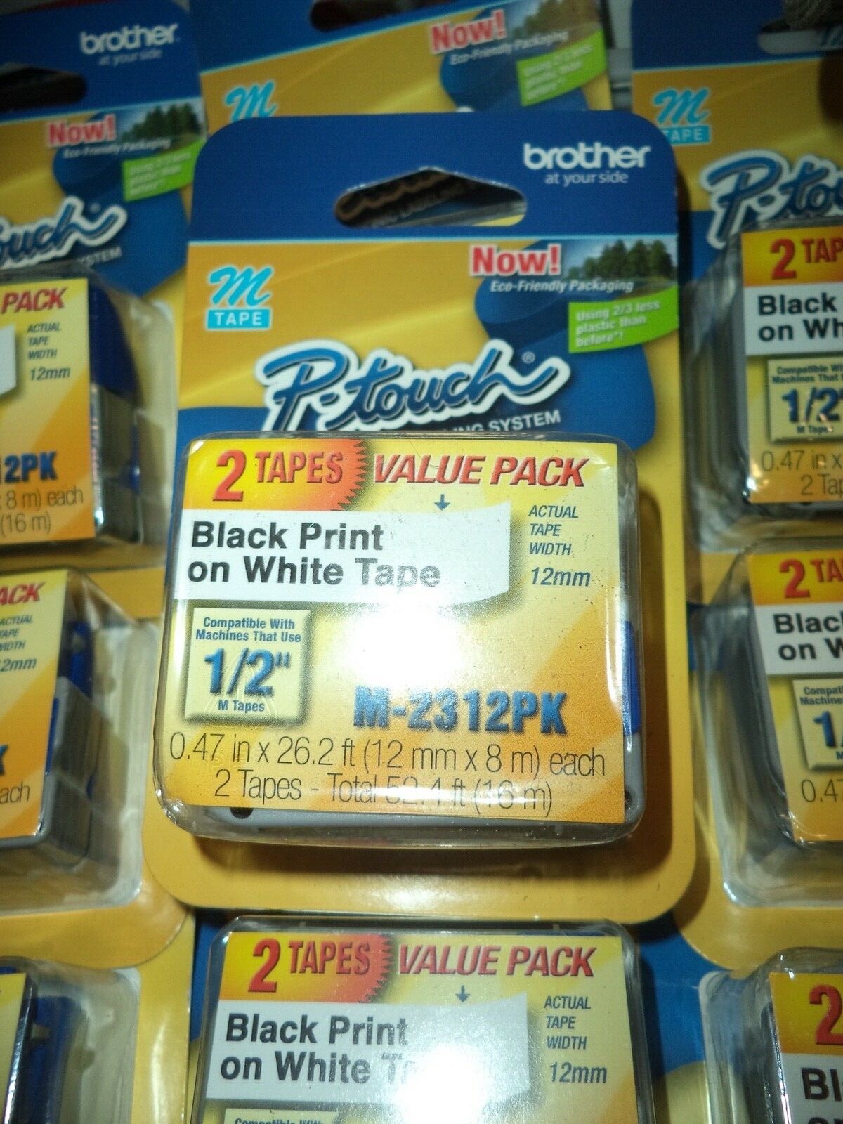 2 🛑 GENUINE BROTHER M231 P-Touch Label Tape, Ptouch 1/2" M-231 M-2312PK OEM👍