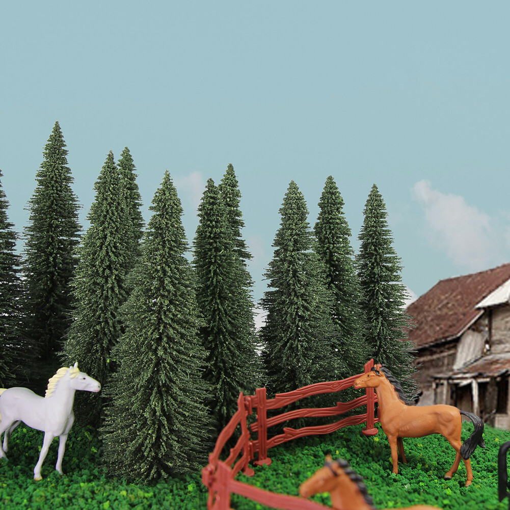 20pcs Model Pine Trees O Scale 1:50 Green Pines Model Railroad Layout 12.5cm