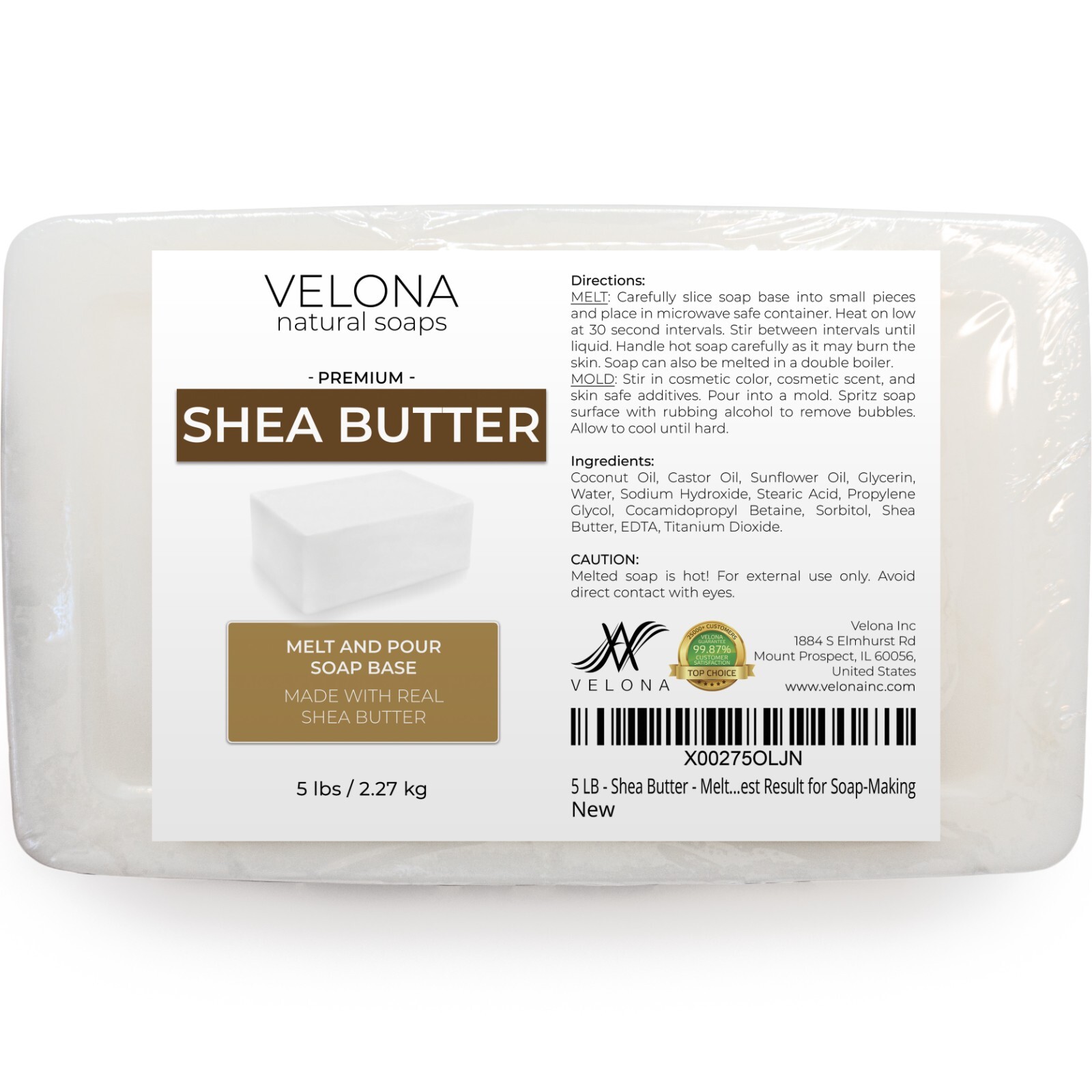 2,5,10,25 LB - Shea Butter Soap Base by Velona SLS/SLES Free Melt Pour