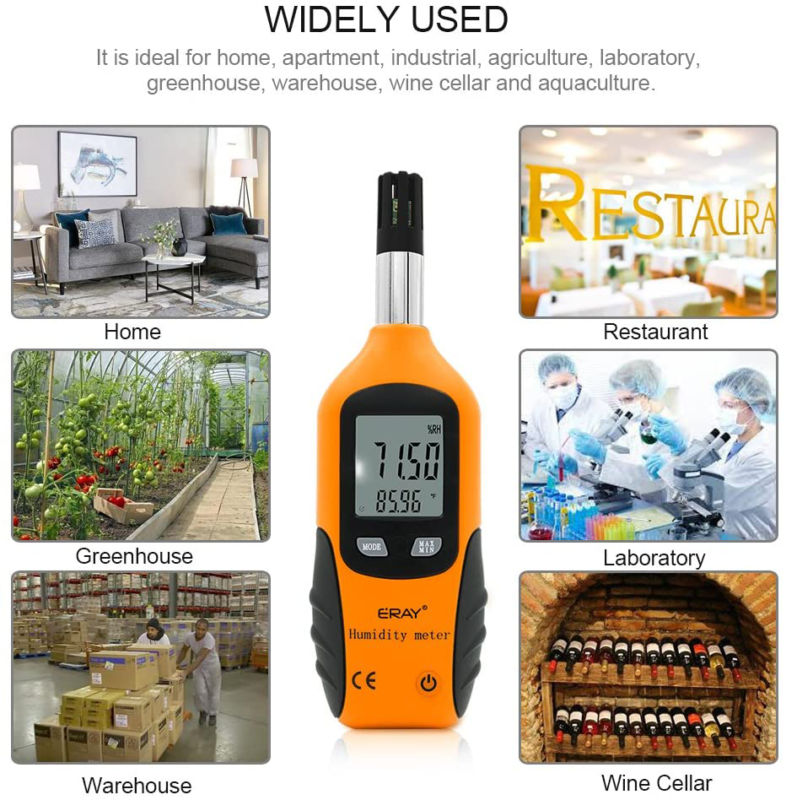 ERAY Temperature and Humidity Gauge Meter with Backlight Digital Psychrometer