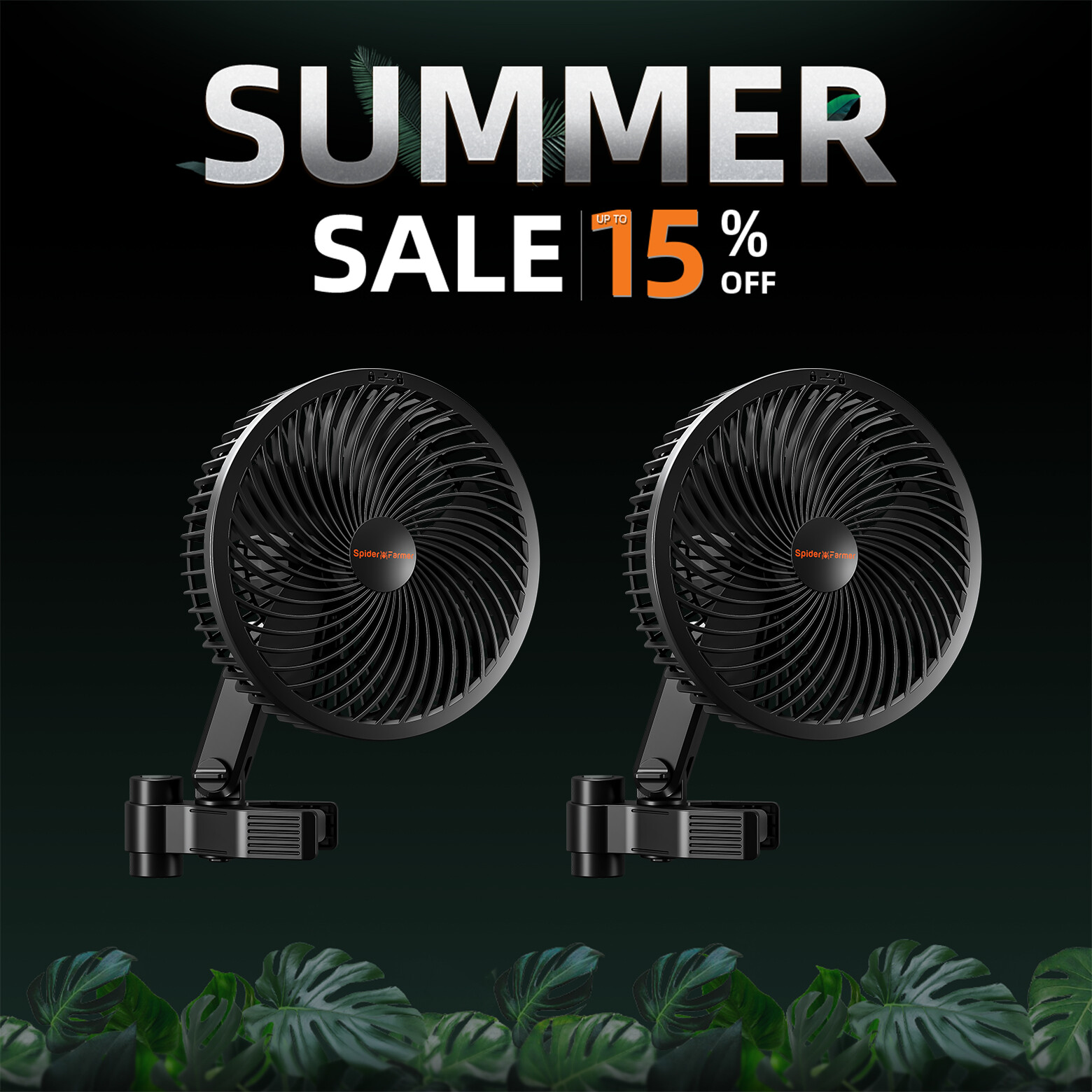 Spider Farmer 6" Grow Tent Clip Fan 2-Pack, Auto Oscillating