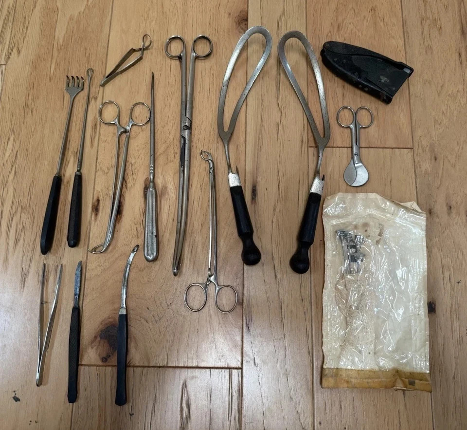 Antique Vintage Medical Surgical Instruments Lot – Forceps Scissors Tools