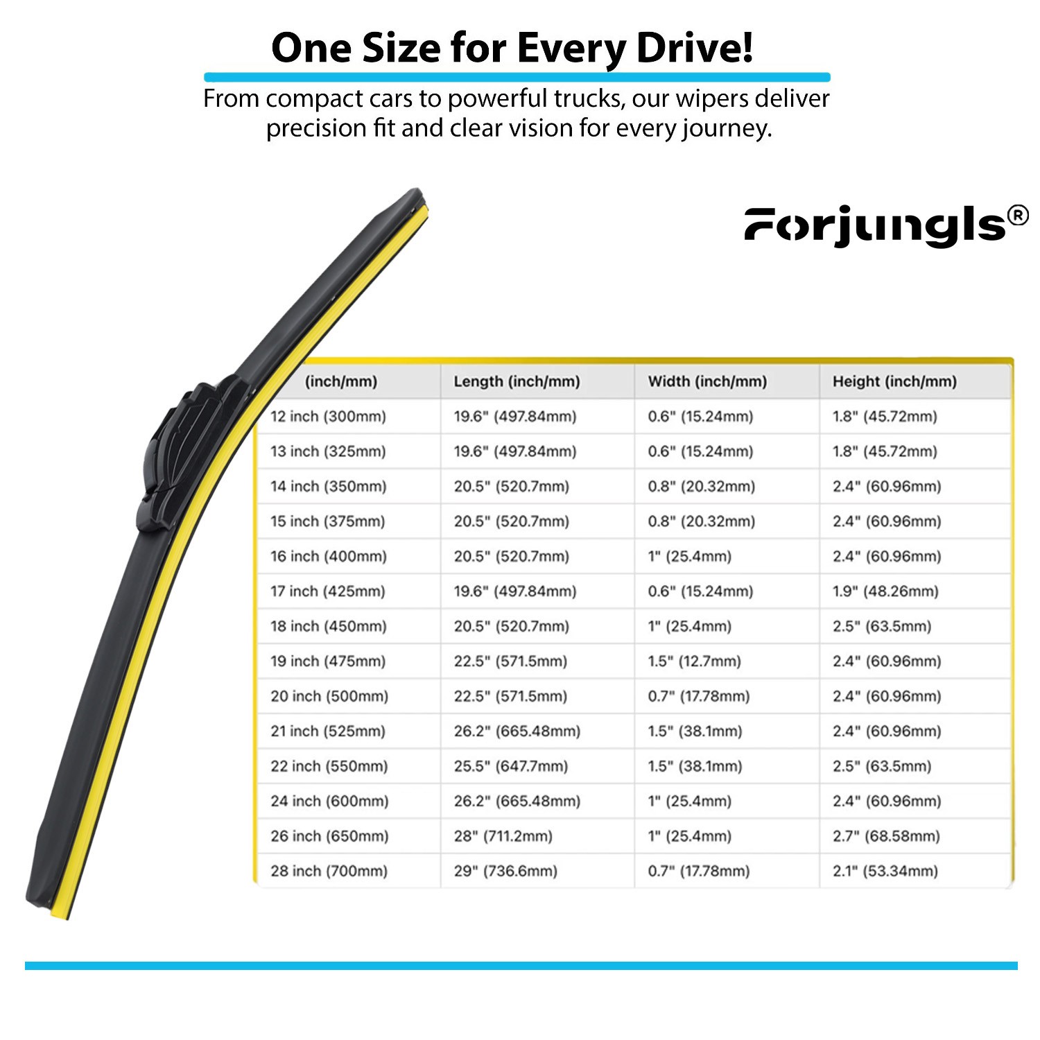 All Season beam Wiper Blades size 22" &22" Windshield Front Right &Left-SET OF 2