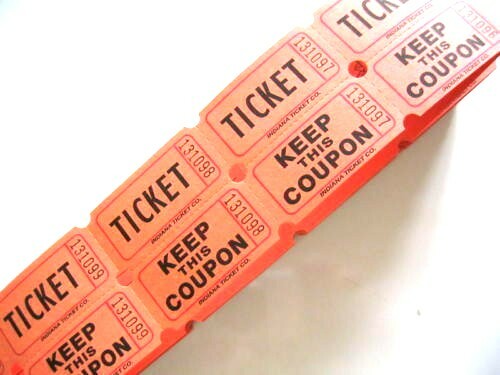 Raffle Tickets 50 Flat Double Stub 50//50 Keep This Coupon Carnival Festival