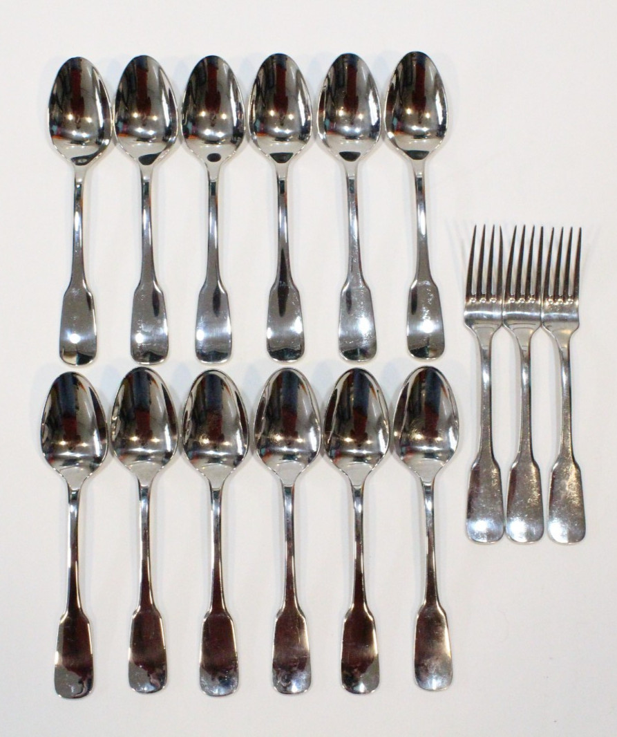 15 Piece Lot Ginkgo Helmick Alsace Stainless 18/8 Flatware