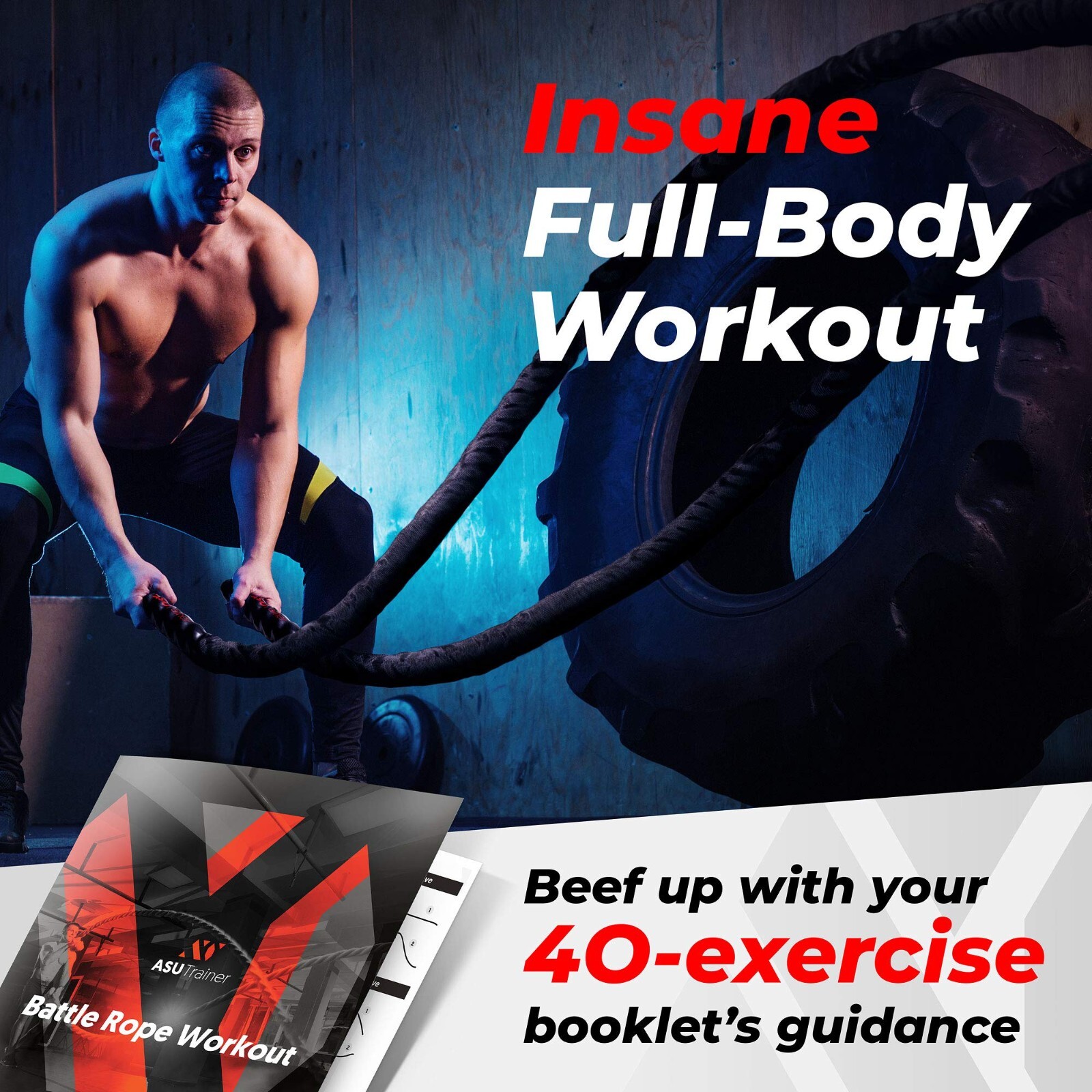 Poly Dacron Weighted Battle Ropes for Home Gym– Indoor/Outdoor Workout Rope