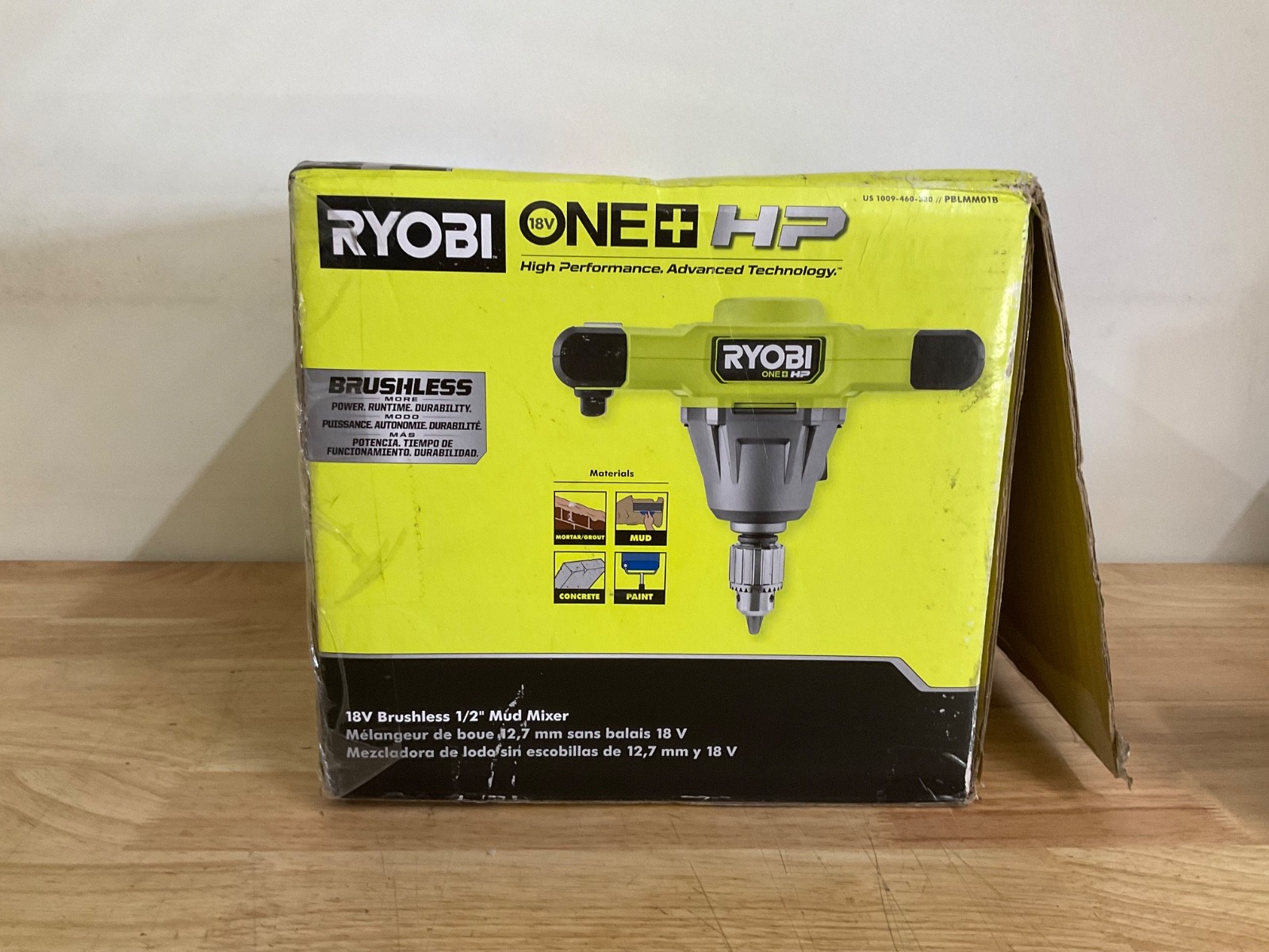 RYOBI ONE+ 18V HP 1/2 in. Brushless Cordless Mud Mixer (Tool Only) (PBLMM01B)
