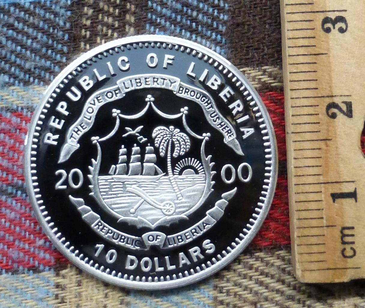 .999 Fine Silver 2000 Washington Crossing the Delaware River Liberia Proof $10