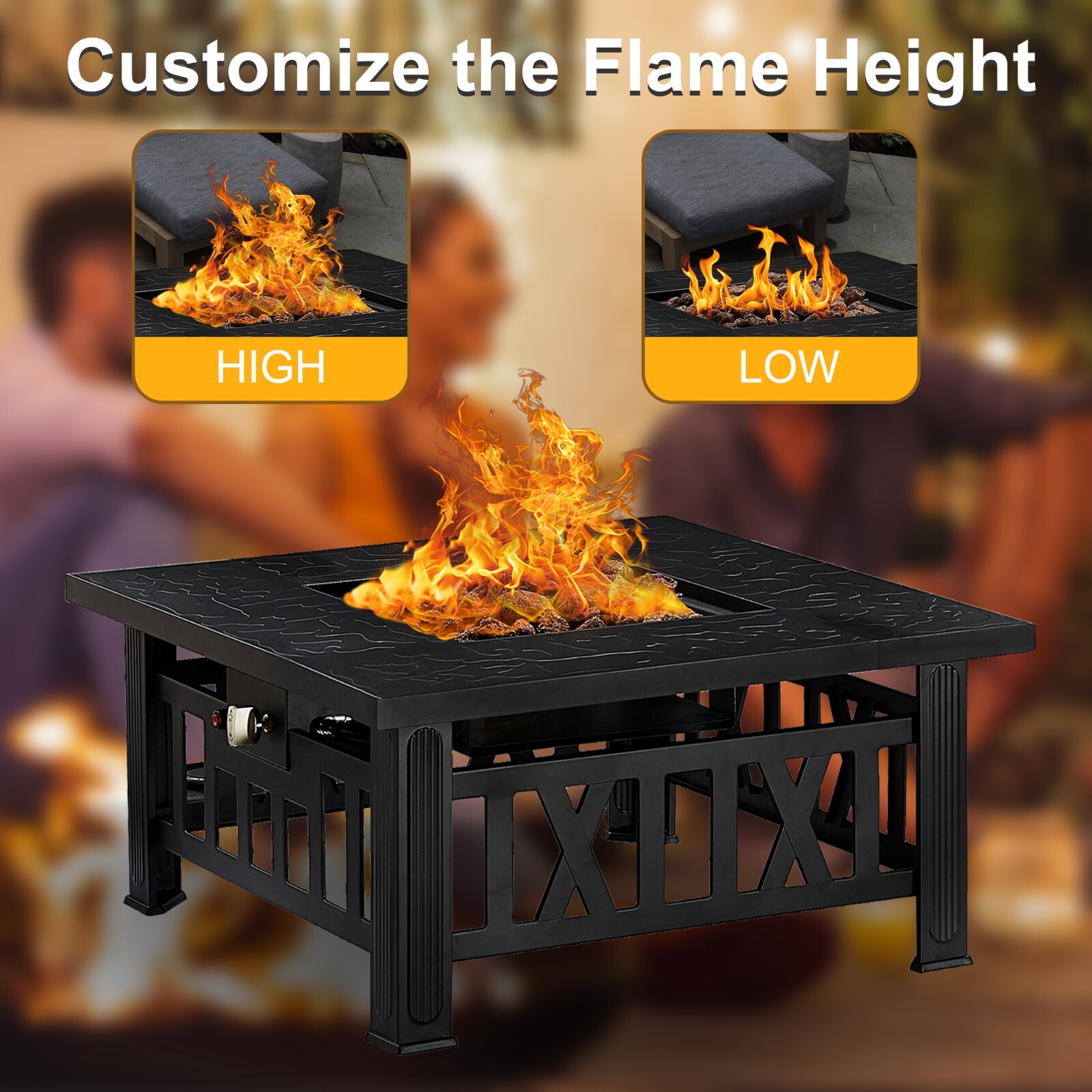 Propane Fire Pit Table 50.000 BTU Firepit Table for Outdoor Garden Patio Party