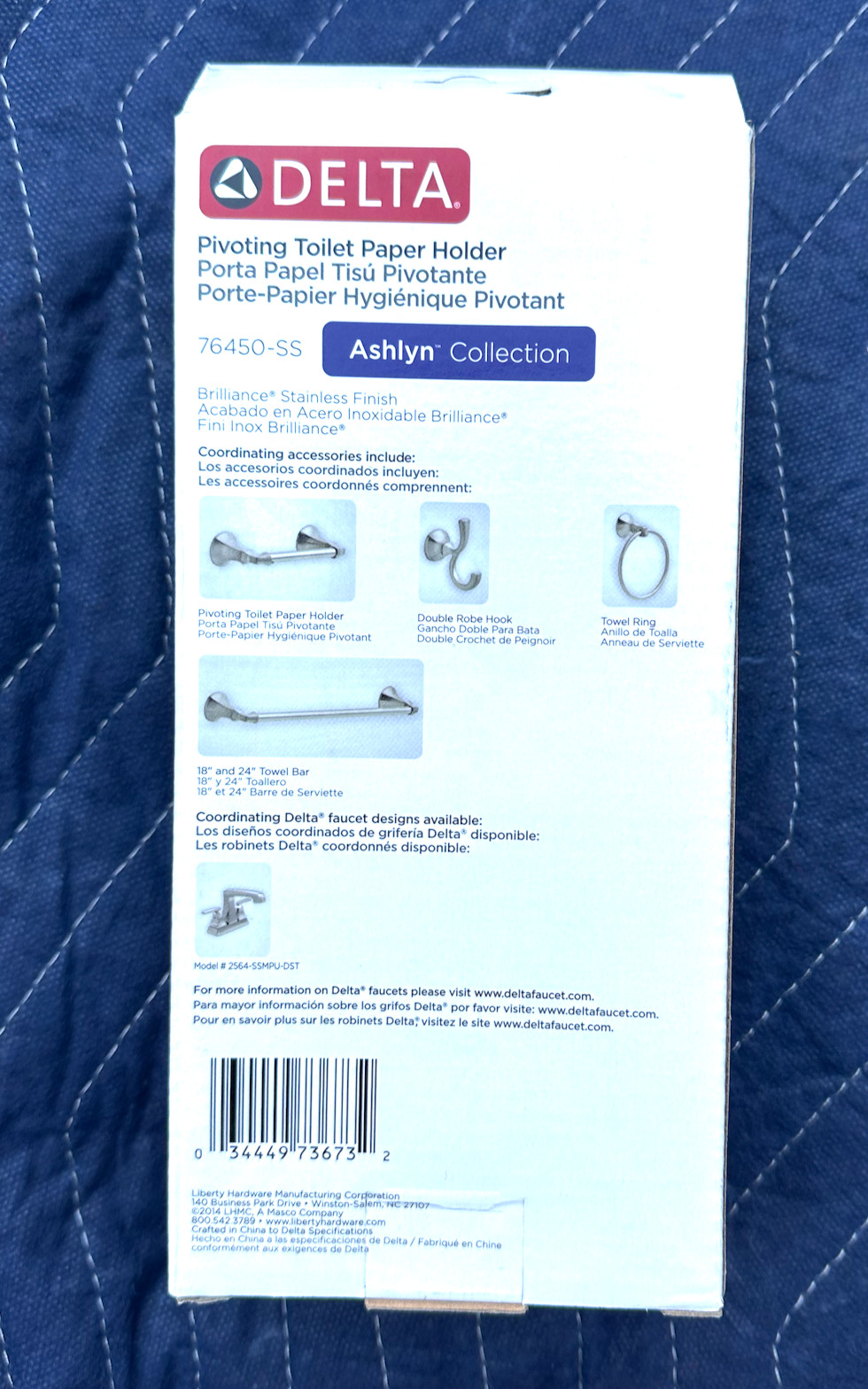 New Delta Ashlyn Pivoting Toilet Paper Holder Brilliance Stainless 76450-SS