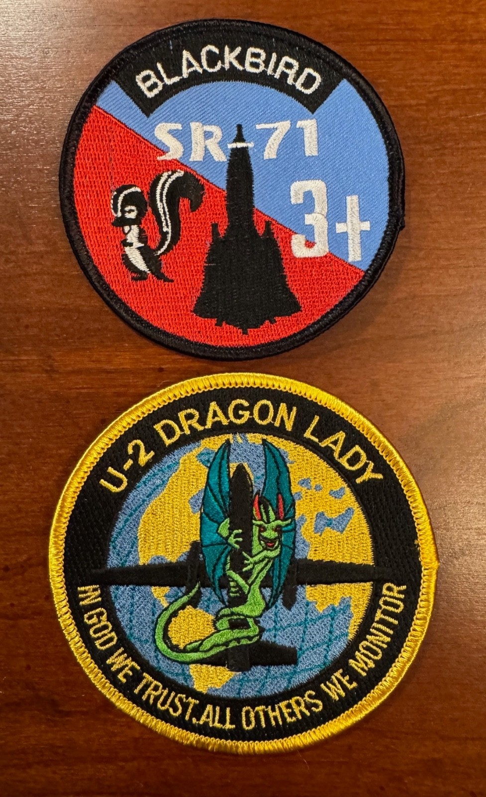 SR-71 Blackbird and U-2 Dragon Lady  patches.  Two greatest spy planes ever.