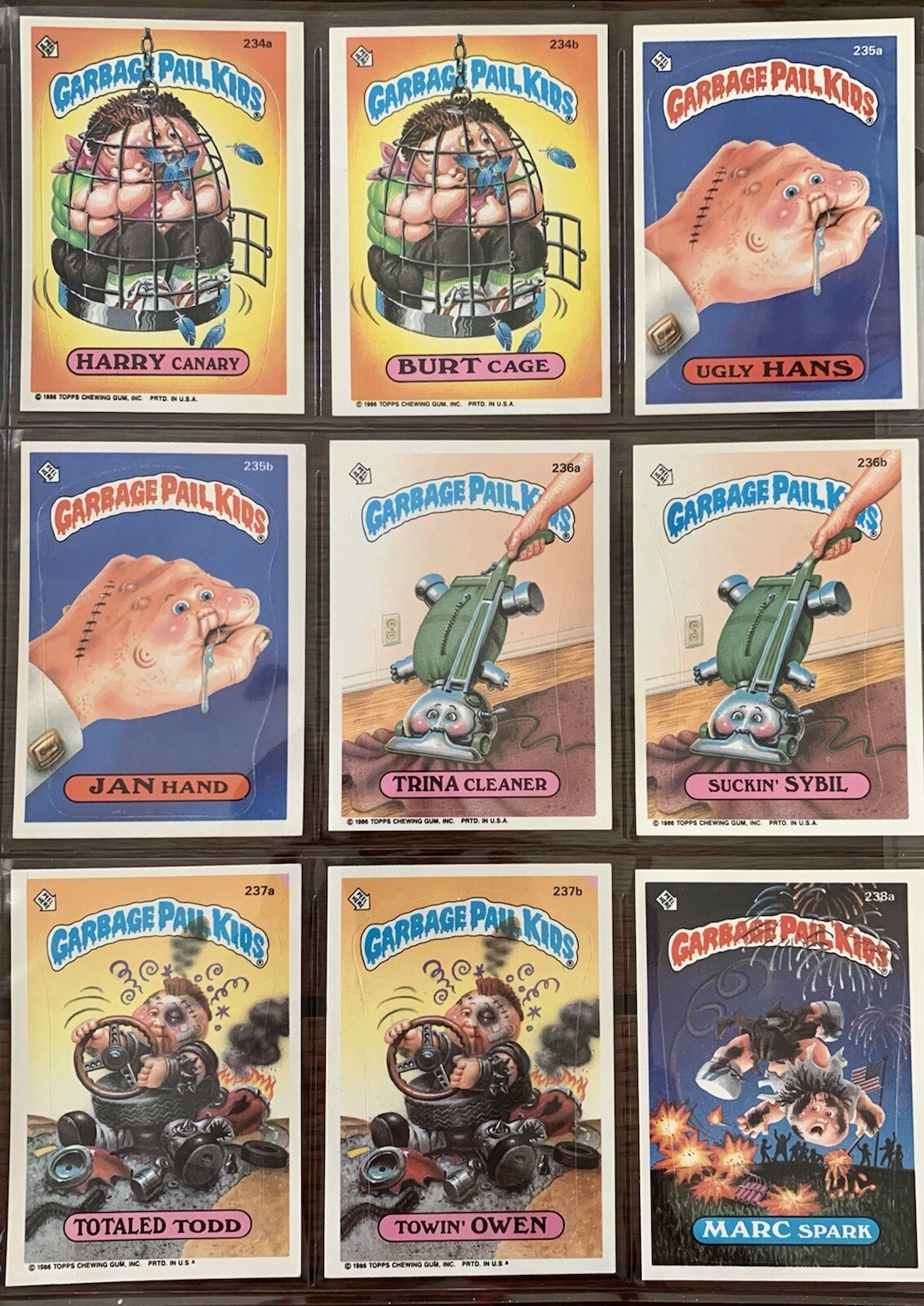 1986 TOPPS GARBAGE PAIL KIDS OS6 ORIGINAL SERIES 6 COMPLETE 88 CARD SET W/BINDER
