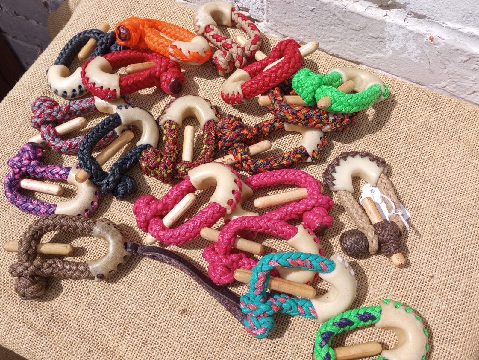 TURQUOISE n BLACK 10 Plait Pryor ParaCord Hondo w/ Bull Rawhide Burner Buckaroo