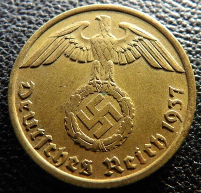 Third Reich Germany  WW2-Era 10 Reichspfennig (Pfennig) Bronze Coin Genuine!!