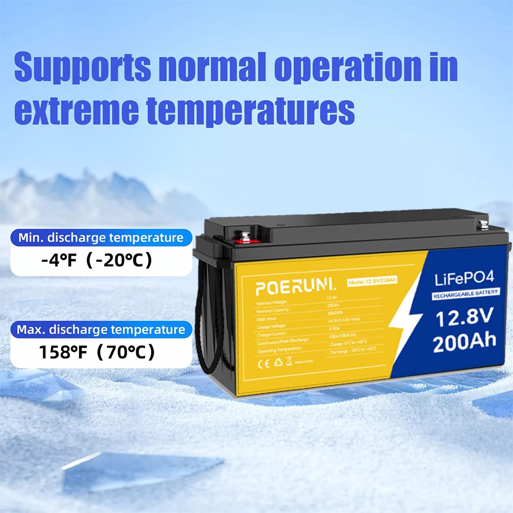 200Ah 12V LiFePO4 Lithium Battery Built-in BMS for RV Marine Off-Grid Solar