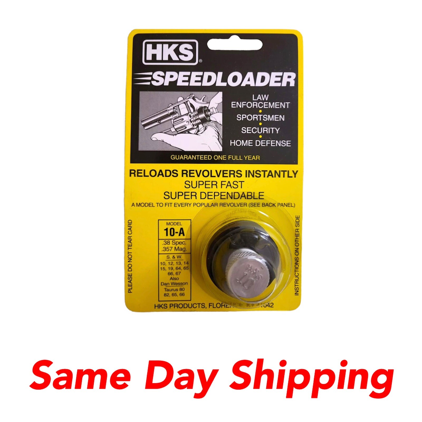 NEW HKS SPEEDLOADER FOR 6 SHOT 38/357 S&W, DAN WESSON, TAURUS, ROSSI - 10-A