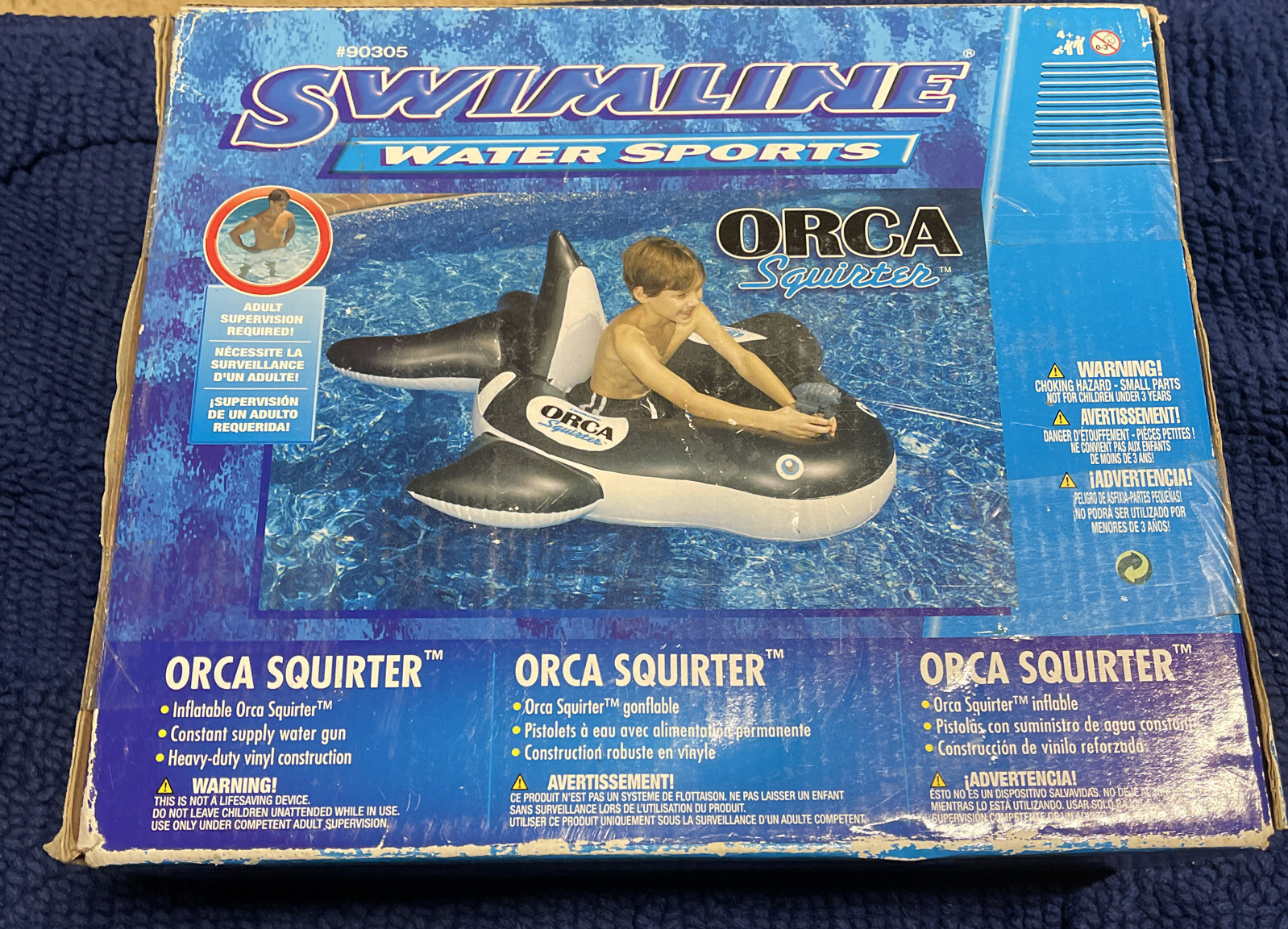 SWIMLINE Water Sports Inflatable Blowup Orca Squirter Squirt Pool Toy NEW Ride
