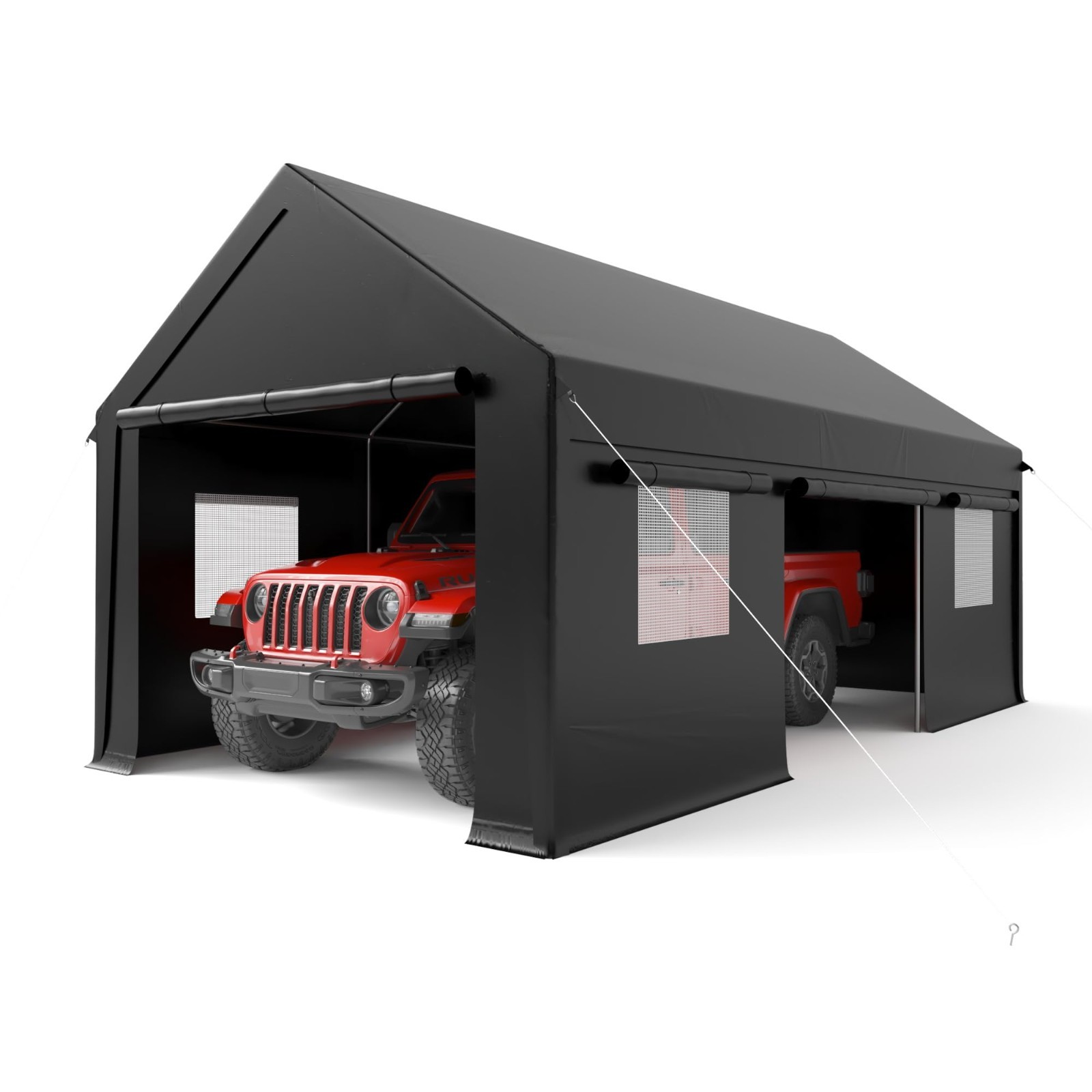 12x20/13x25/20x20FT Carport Canopy Heavy Duty w/ Side Doors Outdoor Car Shelter