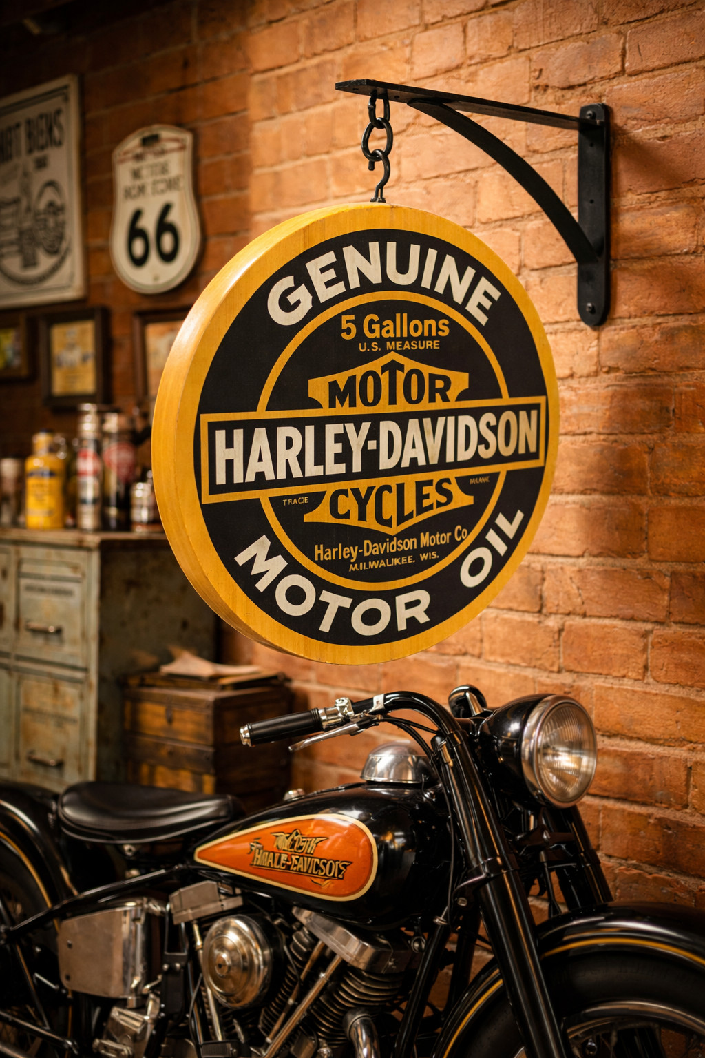 Harley Davidson Genuine Motor Oil 12" (inch) Double Sided Pub Sign