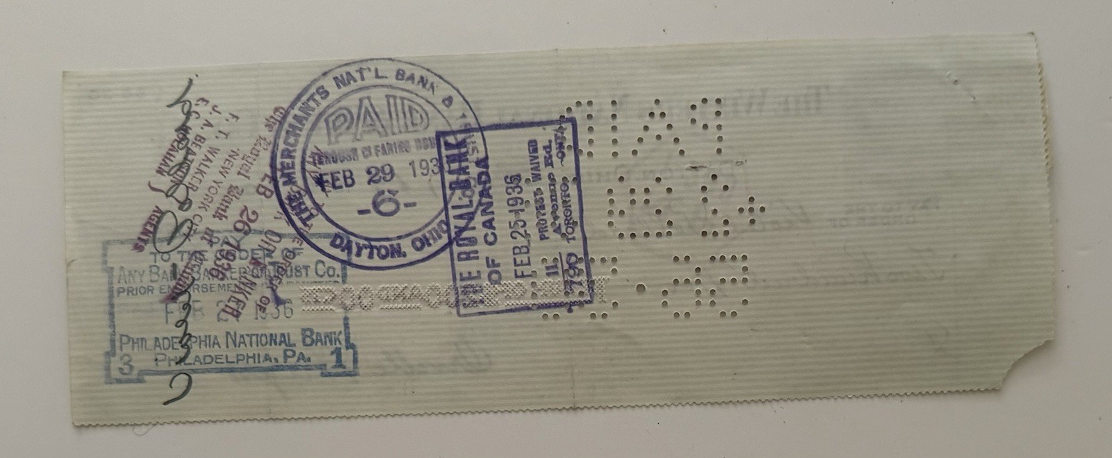 Wright Brothers 1936 Check Signed By Orville