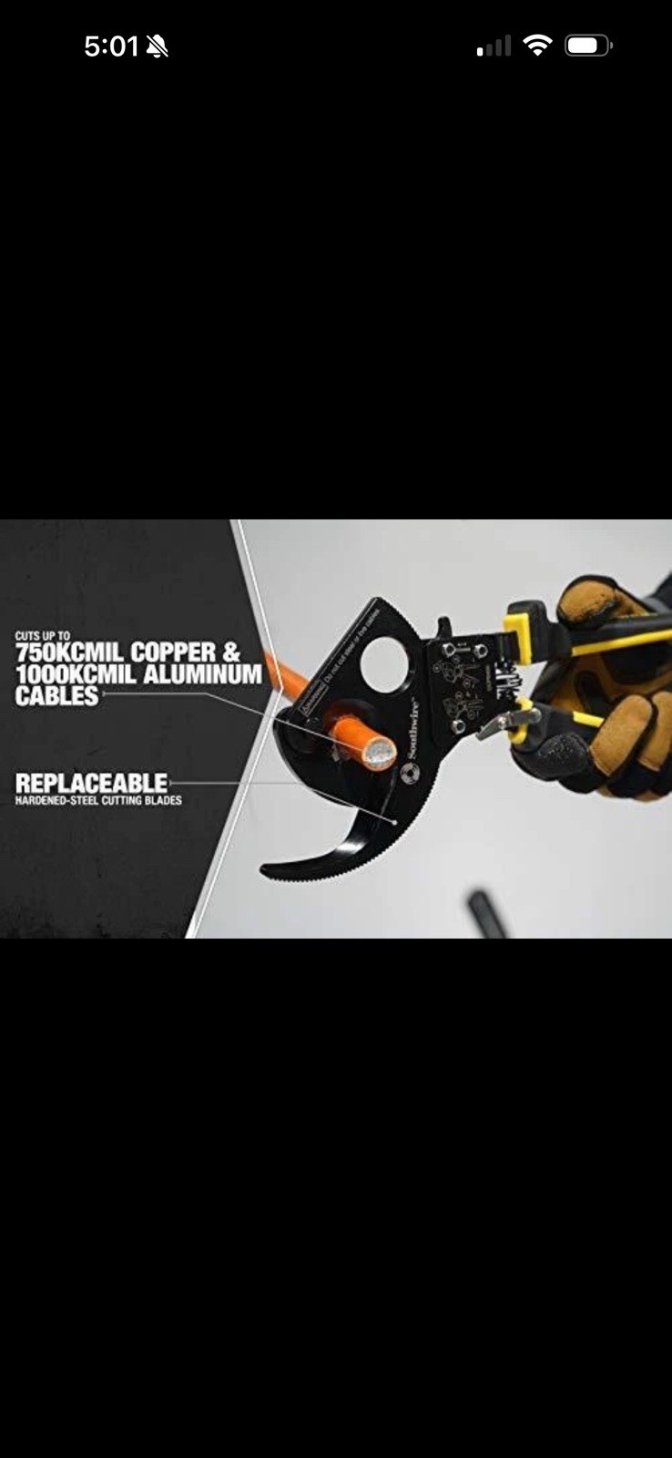 Southwire CCPR400 Heavy Duty Ratcheting Cable Cutters for 750 KCMIL Copper 10...