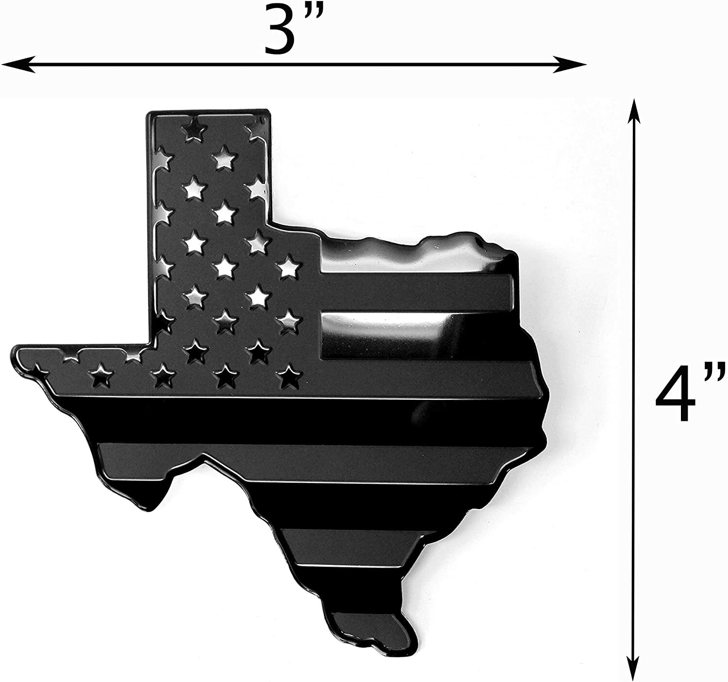 Texas State Black Flag Metal Auto Fender Emblem for Cars Trucks (3"x4", Black)