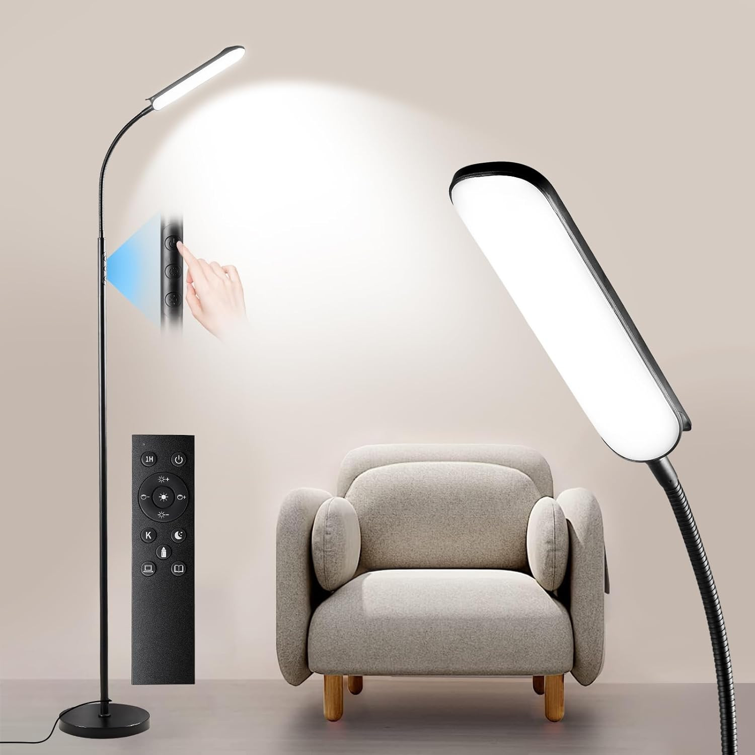 Dimmable LED Floor Lamp, Super Bright Reading Lamps Floor Standing Lamp with Rem
