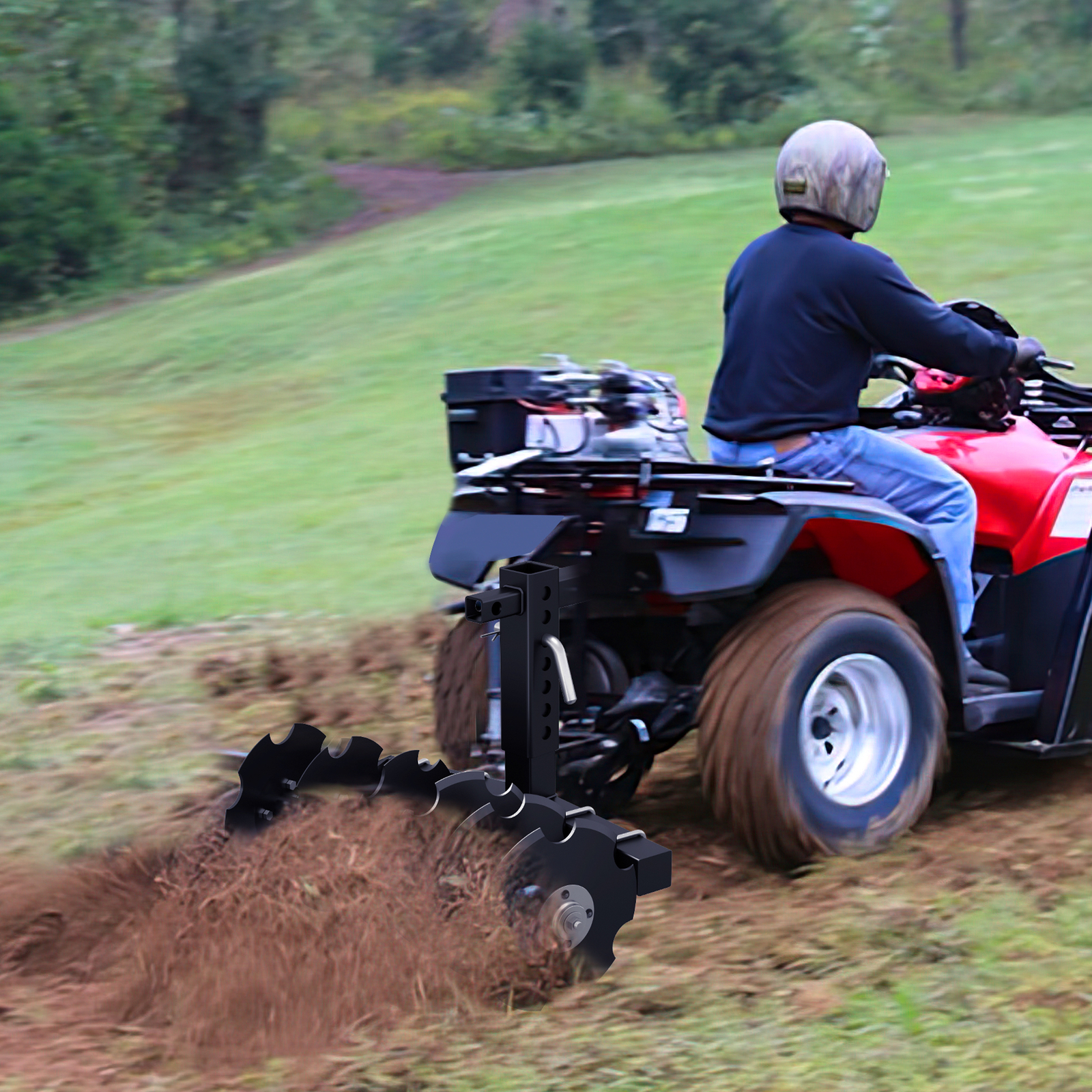 28" Cut Width ATV/UTV Disc Plow Harrow With 2" Receiver Hitch Heavy Duty Attach