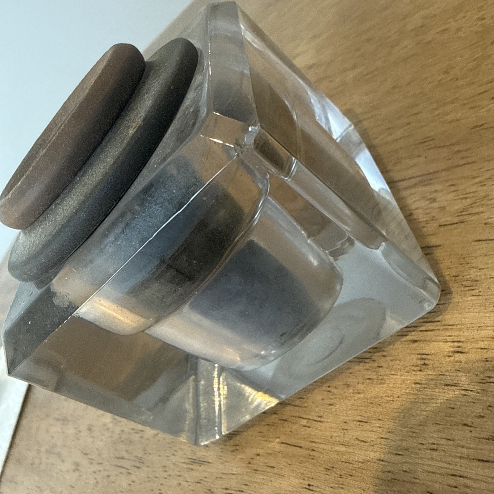 NON SPILLING INKWELL LATE 1800’s Early 1900’s GLASS WITH METAL COLLAR & CAP