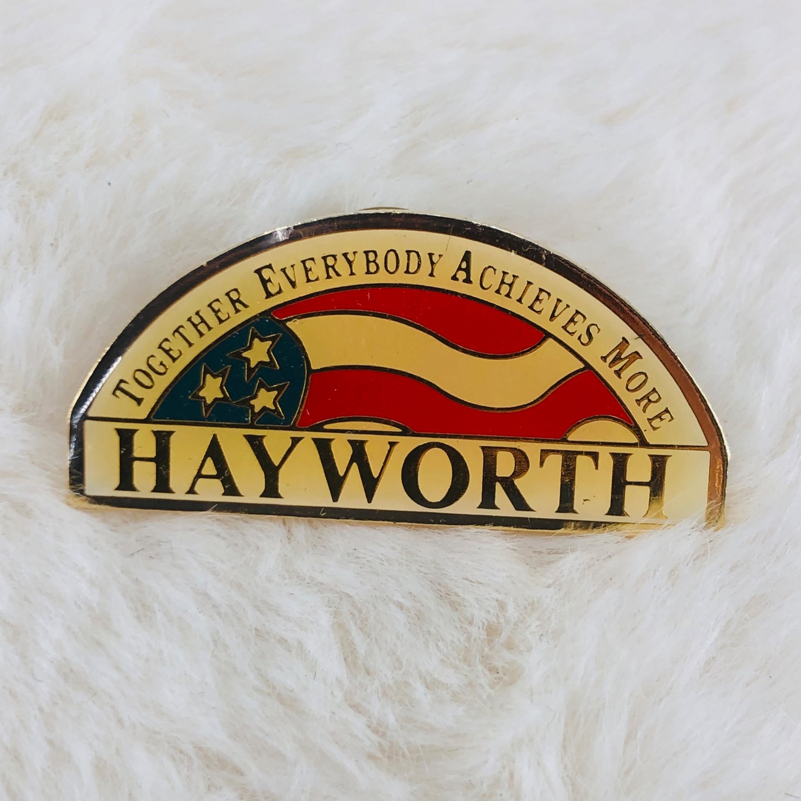 Hayworth Employee Patriotic USA Flag Enamel Lapel Pin