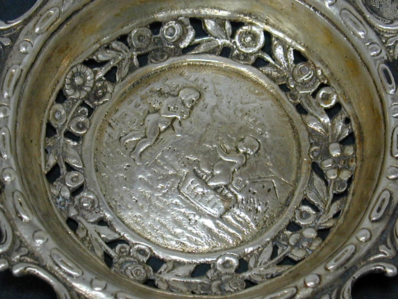 Antique Hanau Fredrich Reusswig 800? Silver Tea Strainer Rococo Repousse Germany