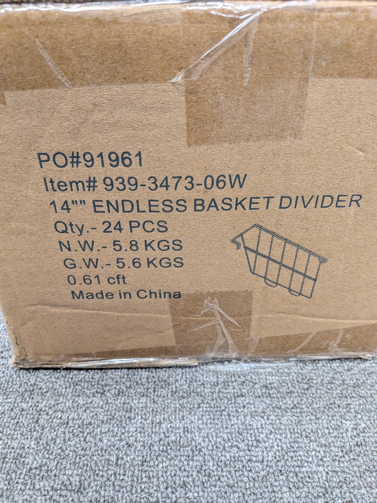 Lozier Gondola Endless Basket Divider Grand + Benedicts 939-3473-06W Case Of 25