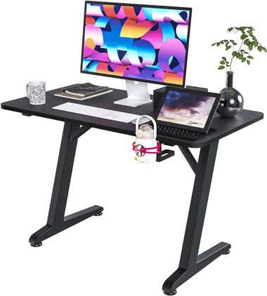44" Gaming Desk PC Computer Table Office Home Ergonomic Z Shaped Table w/ Hook