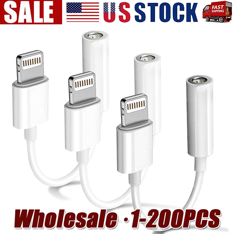 For iPhone Headphone lot Adapter Jack 8Pin to 3.5mm Aux Cord Dongle Converter