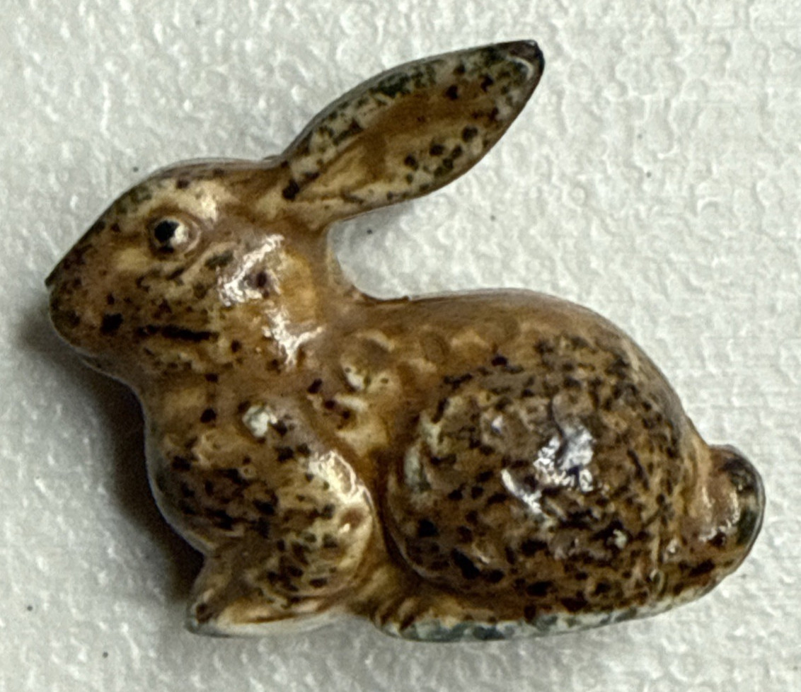 Vintage Porcelain Brown Speckled Bunny Rabbit Figurine Occupied Japan