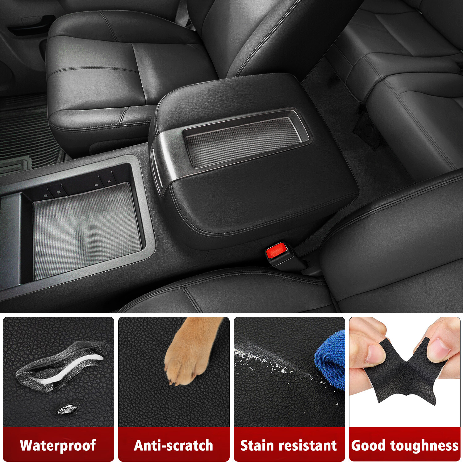 Fits GMC Sierra Yukon 2007-2013 Middle Console Lid Arm Rest Cover Trim Black