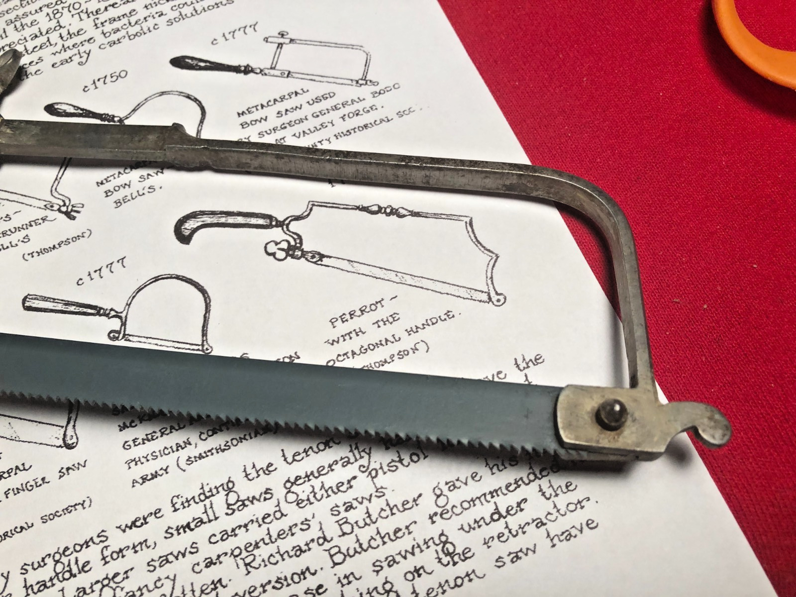 METACARPEL AMPUTATION SAW LIKE THE ONE USED BY GEN. OTTO IN 1777 - NO MAKER MARK