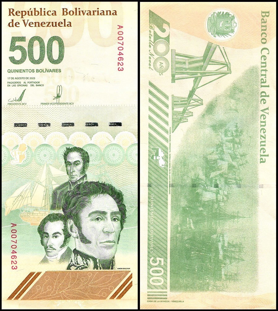 Venezuela 500 Bolivar Digitales, 2023, P-121, Used 500 Million Soberano X 10 PCS